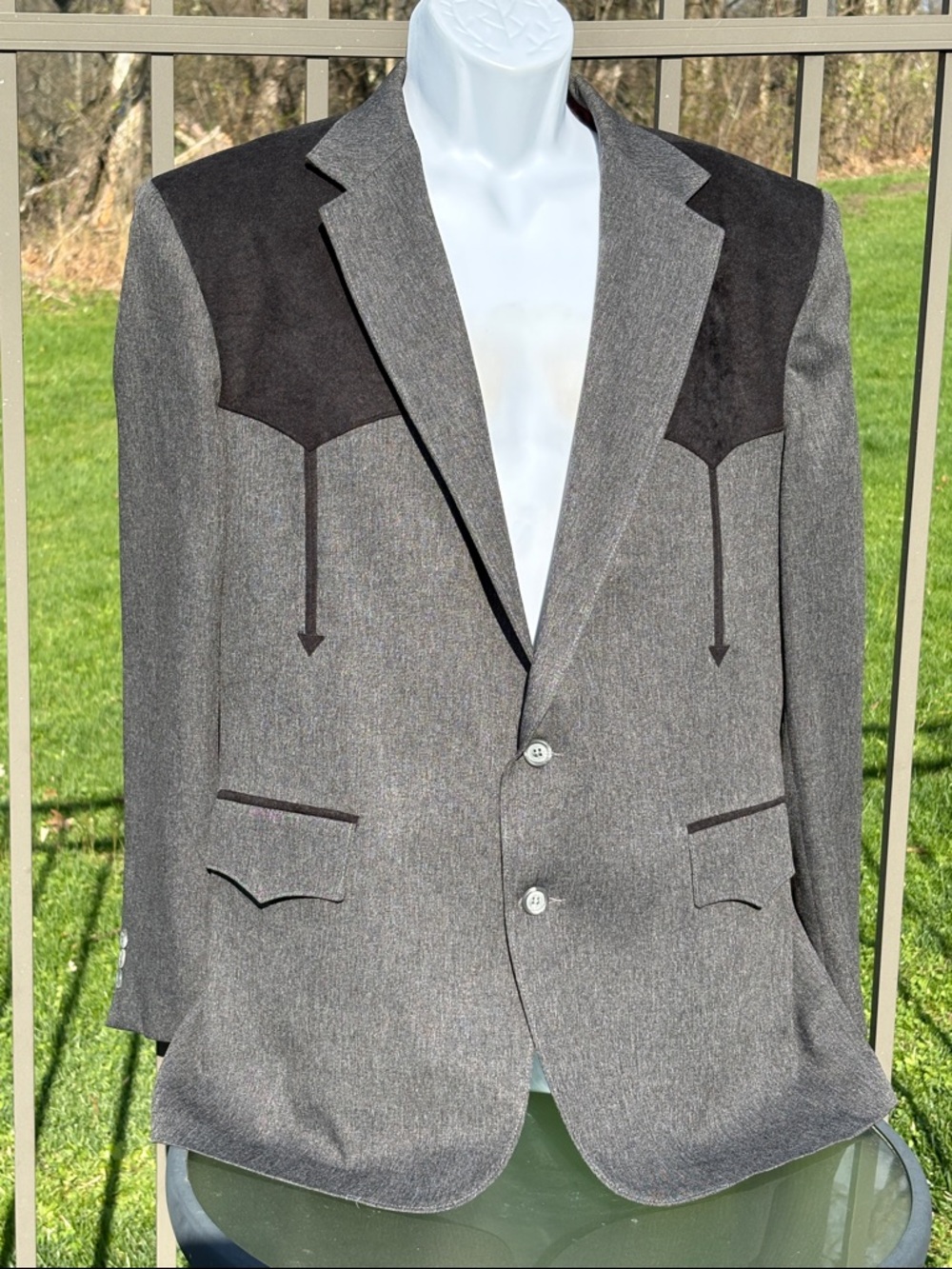 Vintage Pagano West Black & Gray Western Rockabilly Blazer Sports Coat Size 46R